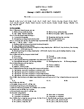 Kiểm tra 1 tiết Hóa học 8 - Chương 1 Chất Nguyên tử - Phân tử
